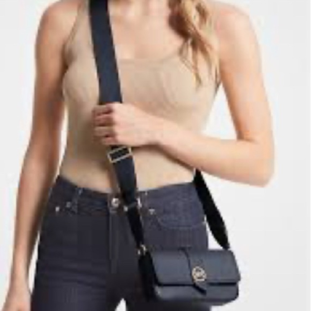 Michael Kors Greenwich Extra-Small Saffiano Leather  Crossbody Bag navy blue